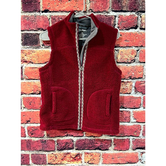 LL Bean Womens Red Berber Fleece Vest - Size XS - Picture 1 of 4